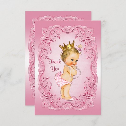 ピンクのヴィンテージのプリンセスはベビーシャワー感謝していしています サンキューカード (正面/裏面)