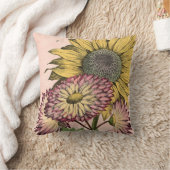 ピンクのヴィンテージの植物の花束 クッション (ブランケット)