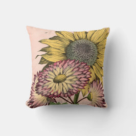 ピンクのヴィンテージの植物の花束 クッション