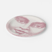 ピンクのヴィンテージの満月様顔貌 ペーパープレート (アングル)