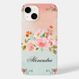 ピンクのヴィンテージの花が咲く花 Case-Mate iPhone 14ケース
