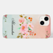 ピンクのヴィンテージの花が咲く花 Case-Mate iPhoneケース (裏面 (横))