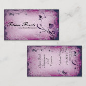 ピンクのヴィンテージの花屋の葉が多い渦巻の名刺 名刺 (正面/裏面)