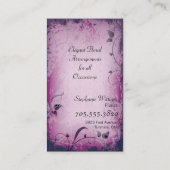 ピンクのヴィンテージの花屋の葉が多い渦巻の名刺 名刺 (裏面)