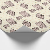 ピンクのヴィンテージの荷物およびバラのつぼみ ラッピングペーパー (角)