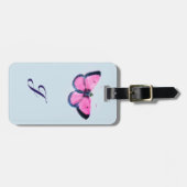 ピンクのヴィンテージの蝶no2 ラゲッジタグ (正面横)