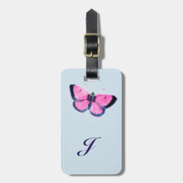 ピンクのヴィンテージの蝶no2 ラゲッジタグ