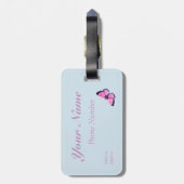 ピンクのヴィンテージの蝶no2 ラゲッジタグ (裏面縦)