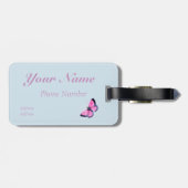 ピンクのヴィンテージの蝶no2 ラゲッジタグ (裏面横)