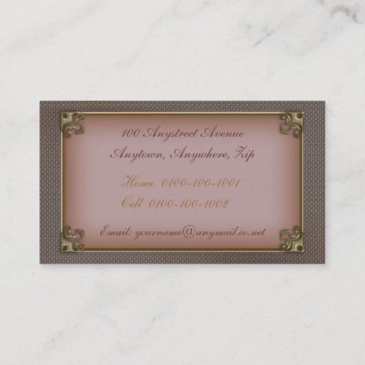 ピンクのヴィンテージは上がりました 名刺 (裏面)