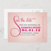 ピンクのヴィンテージは日付の甘いポストカードを保存 案内ポストカード (正面/裏面)