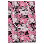 ピンクのヴィンテージアリス茶会 ミディアムペーパーバッグ (正面)