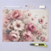 ピンクのヴィンテージインスパイアフローラティッシュペーパー 薄葉紙 (クラフト)