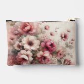 ピンクのヴィンテージインスパイアフローラ アクセサリーポーチ (裏面)