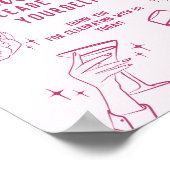 ピンクのヴィンテージカクテルパーティーの好意サイン ポスター (角)