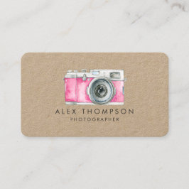 ピンクのヴィンテージカメラフォトグラファーの名刺 名刺