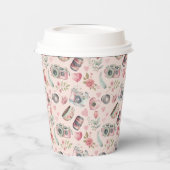 ピンクのヴィンテージカメラ 紙コップ (左)