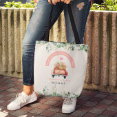 ピンクのヴィンテージガーリーフローラアップルトラックコケット トートバッグ