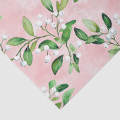 ピンクのヴィンテージクリスマスに白いヤドリギ 薄葉紙 (詳細)