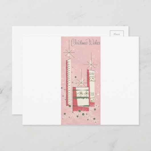 ピンクのヴィンテージクリスマスの願い シーズンポストカード (正面/裏面)