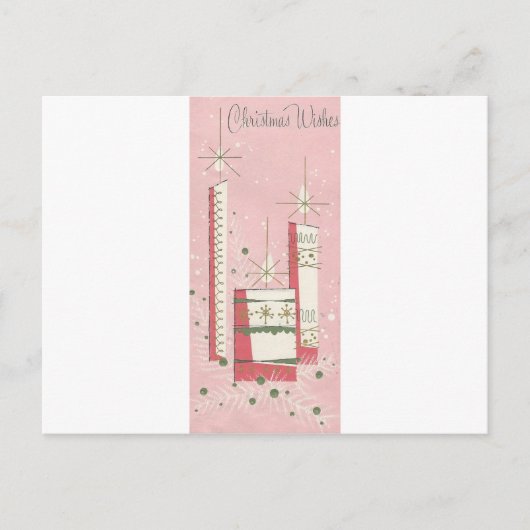 ピンクのヴィンテージクリスマスの願い シーズンポストカード (正面)