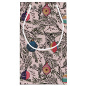 ピンクのヴィンテージクリスマスオーナメント、パイン、ベリー スモールペーパーバッグ (裏面)