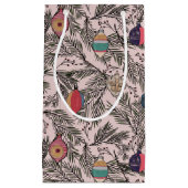 ピンクのヴィンテージクリスマスオーナメント、パイン、ベリー スモールペーパーバッグ (正面)