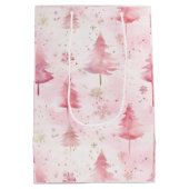 ピンクのヴィンテージクリスマスパイン ミディアムペーパーバッグ (裏面)