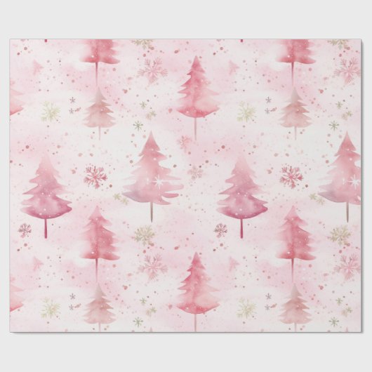 ピンクのヴィンテージクリスマスパイン ラッピングペーパー (フラット)
