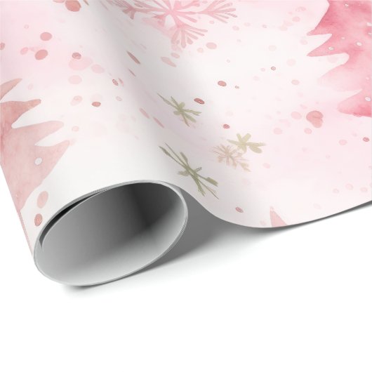 ピンクのヴィンテージクリスマスパイン ラッピングペーパー (ロールコーナー)