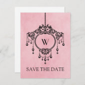 ピンクのヴィンテージシャンデリア日付ポストカードの保存 案内ポストカード (正面/裏面)