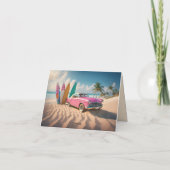 ピンクのヴィンテージスポーツカーハッピーリタイア カード (裏面)