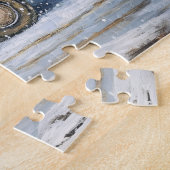 ピンクのヴィンテージトラックがクリスマスツリーを運ぶ ジグソーパズル (側面)