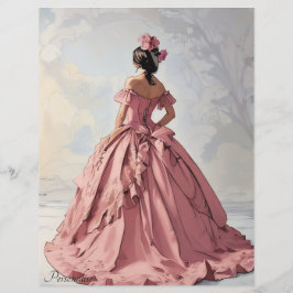 ピンクのヴィンテージドレビクトリアンスレディースクラップブックペーパー