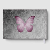 ピンクのヴィンテージバタフライダマスクの結婚式 ゲストブック (裏面)