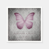 ピンクのヴィンテージバタフライダマスクの結婚式 スタンダードカクテルナプキン (正面)