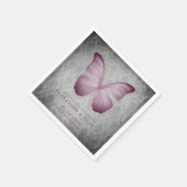ピンクのヴィンテージバタフライダマスクの結婚式 スタンダードカクテルナプキン (角)
