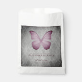 ピンクのヴィンテージバタフライダマスクの結婚式 フェイバーバッグ (正面)