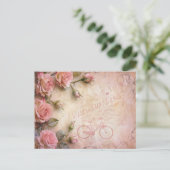 ピンクのヴィンテージバラの切り離しパターン ポストカード (スタンド正面)