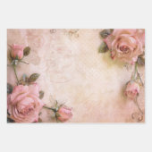 ピンクのヴィンテージバラの切り離しパターン ラッピングペーパーシート (正面2)