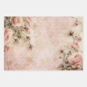 ピンクのヴィンテージバラの切り離しパターン ラッピングペーパーシート (正面3)