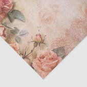 ピンクのヴィンテージバラの切り離しパターン 薄葉紙 (詳細)