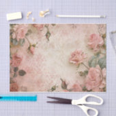 ピンクのヴィンテージバラの切り離しパターン 薄葉紙 (クラフト)