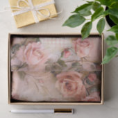 ピンクのヴィンテージバラの切り離しパターン 薄葉紙 (ギフト)