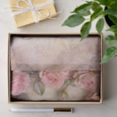 ピンクのヴィンテージバラの切り離しパターン 薄葉紙 (ギフト)