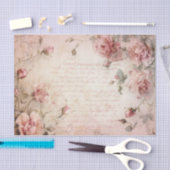 ピンクのヴィンテージバラの切り離しパターン 薄葉紙 (クラフト)