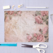 ピンクのヴィンテージバラの切り離しパターン 薄葉紙 (クラフト)