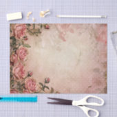 ピンクのヴィンテージバラの切り離しパターン 薄葉紙 (クラフト)