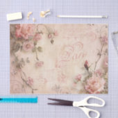 ピンクのヴィンテージバラの切り離しパターン 薄葉紙 (クラフト)