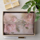 ピンクのヴィンテージバラの切り離しパターン 薄葉紙 (ギフト)